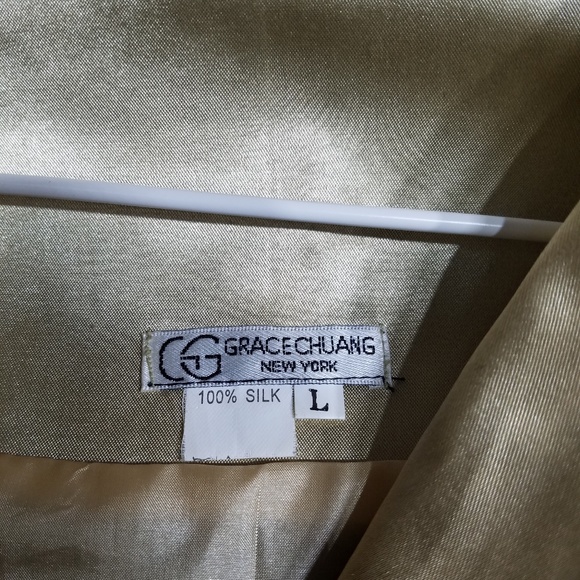 Vintage Grace Chaung NY Black Velvet Silk Embroidered Jacket Sz Large - Picture 3 of 4